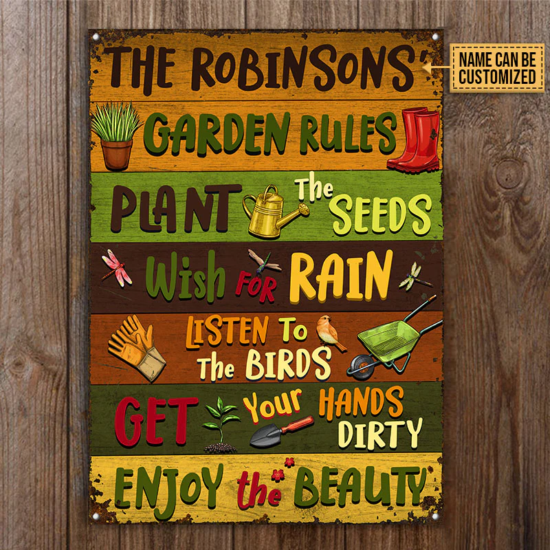 Gardening Garden Rules Custom Classic Metal Signs - Image 4