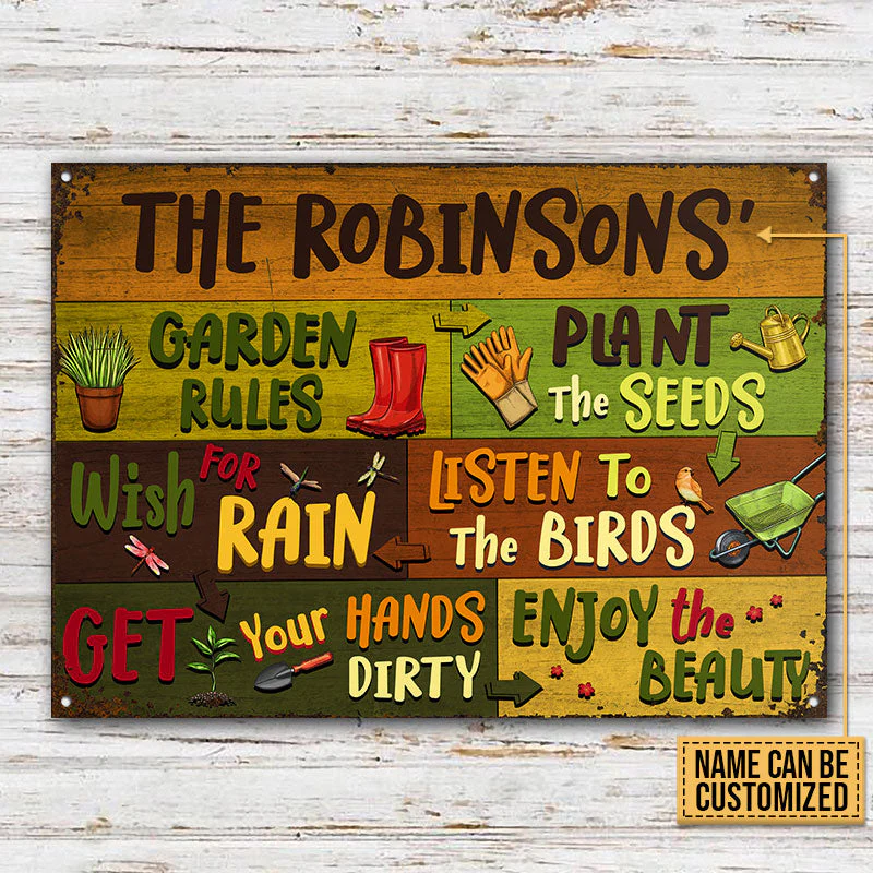 Gardening Garden Rules Enjoy Custom Classic Metal Signs - Image 3