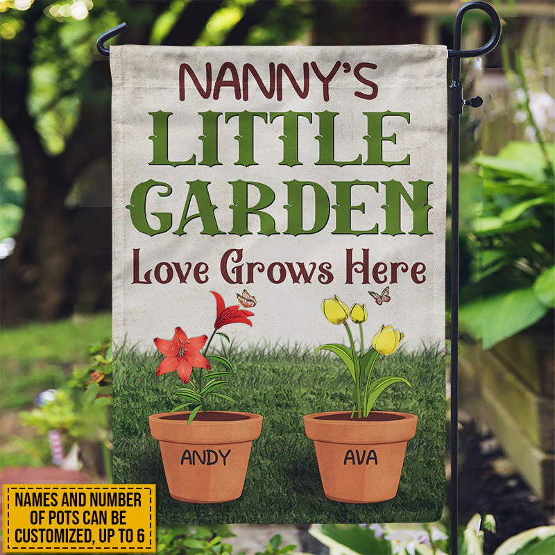 Gardening Grandma Little Garden Custom Flag, Grandma Gift, Grandparents, Grandchild, Garden Decor - Image 3