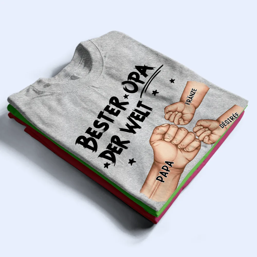 Ghettofaust Bester Papa Opa Der Welt - Personalisiertes T Shirt - Image 3