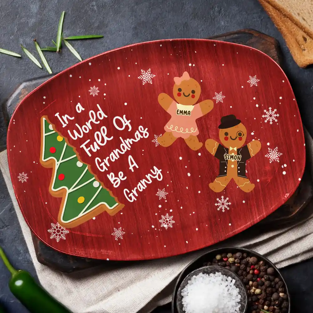 Gingerbread Cookie World Full Of Grandmas - Personalized Plate - Image 2