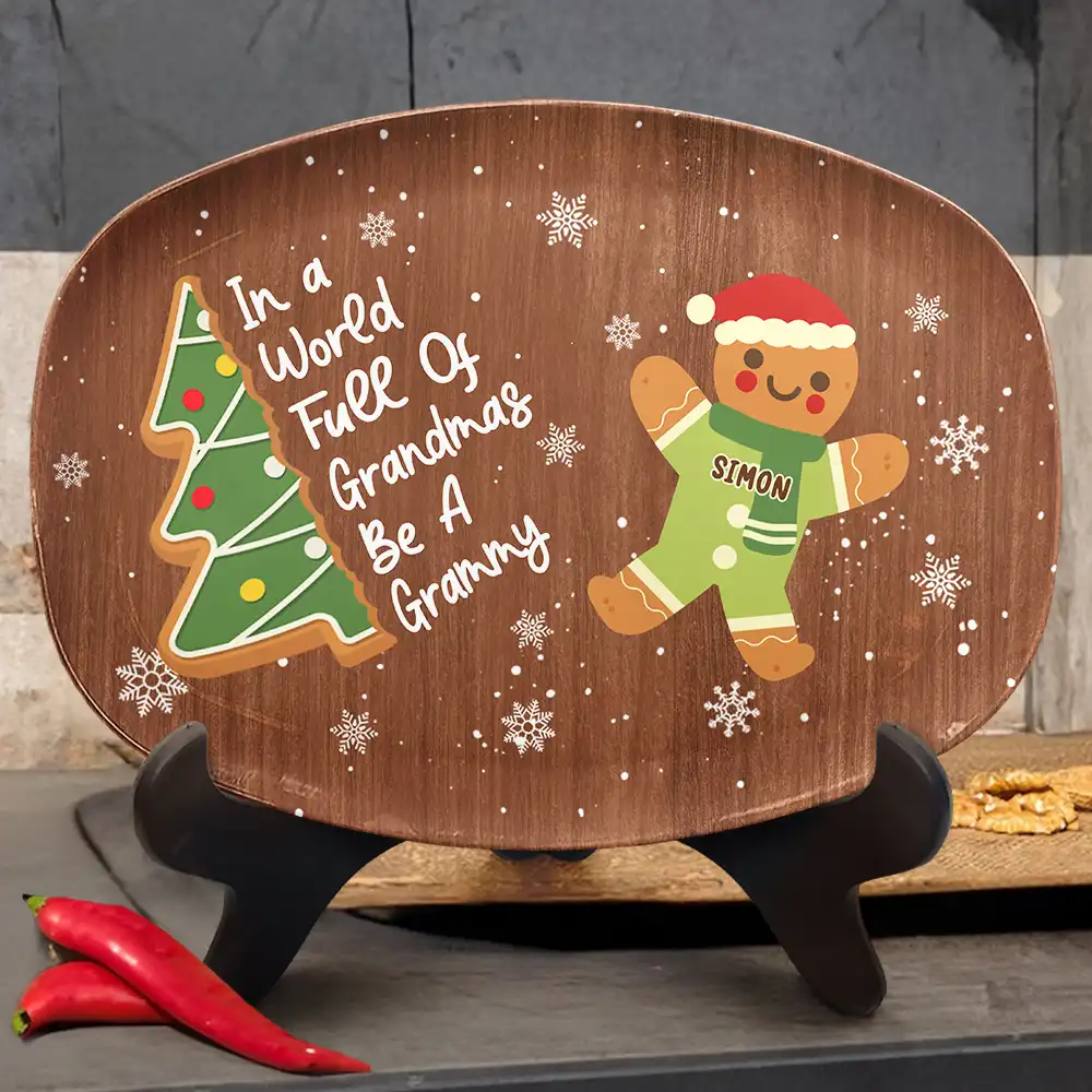 Gingerbread Cookie World Full Of Grandmas - Personalized Plate - Image 3