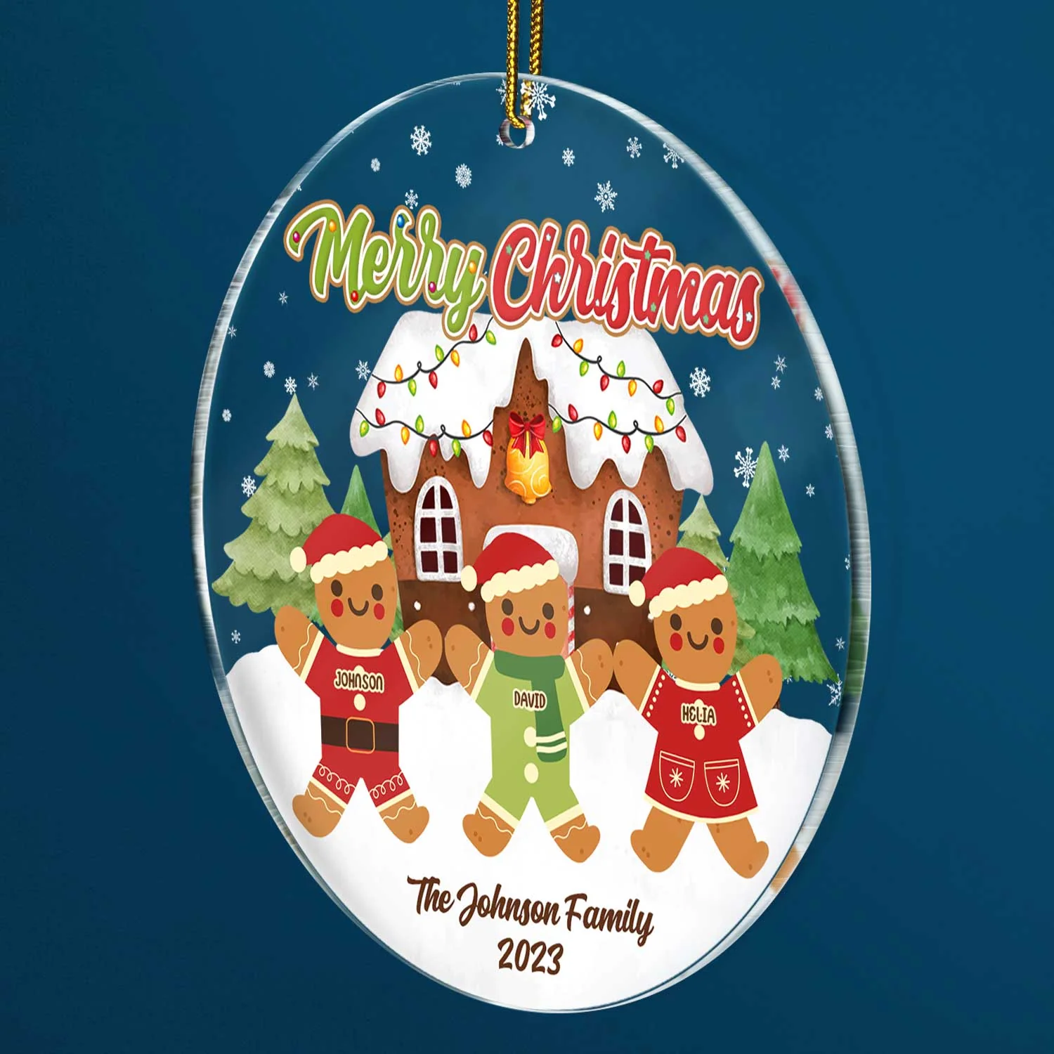 Gingerbread Cookies Family - Christmas Gift For Family - Personalized Circle Acrylic Ornament - Image 2
