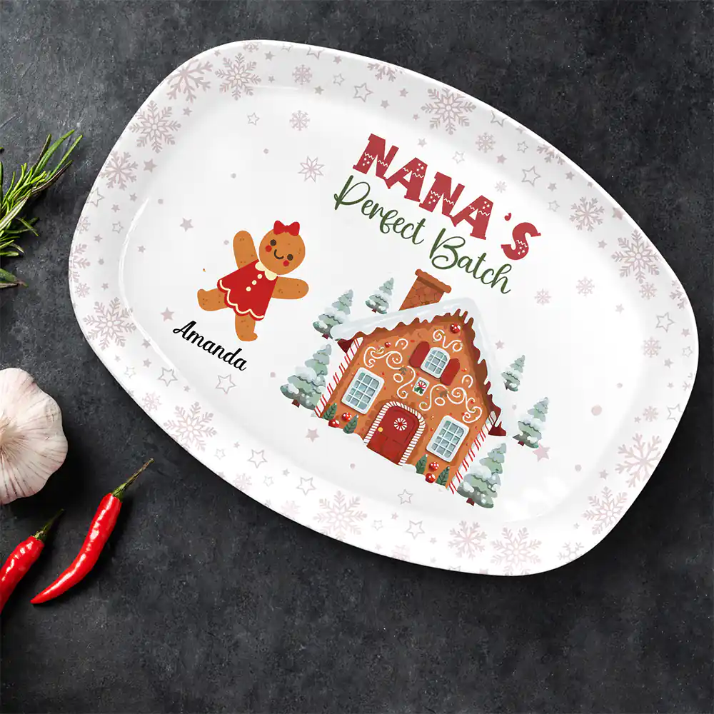 Gingerbread Cookies Grandma Grandpa Perfect Patch - Personalized Plate - Image 2