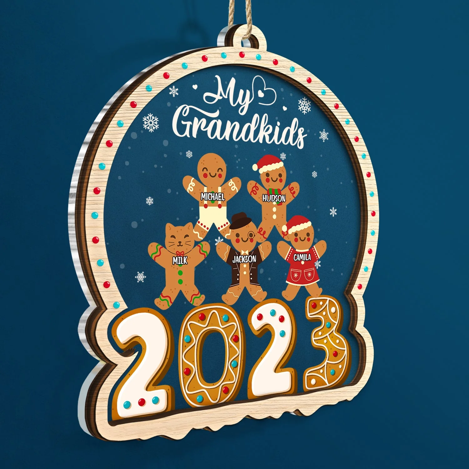 Gingerbread Cookies Our Grandkids - Christmas Gift For Grandma, Grandpa, Grandparents - Personalized 2-Layered Mix Ornament - Image 2
