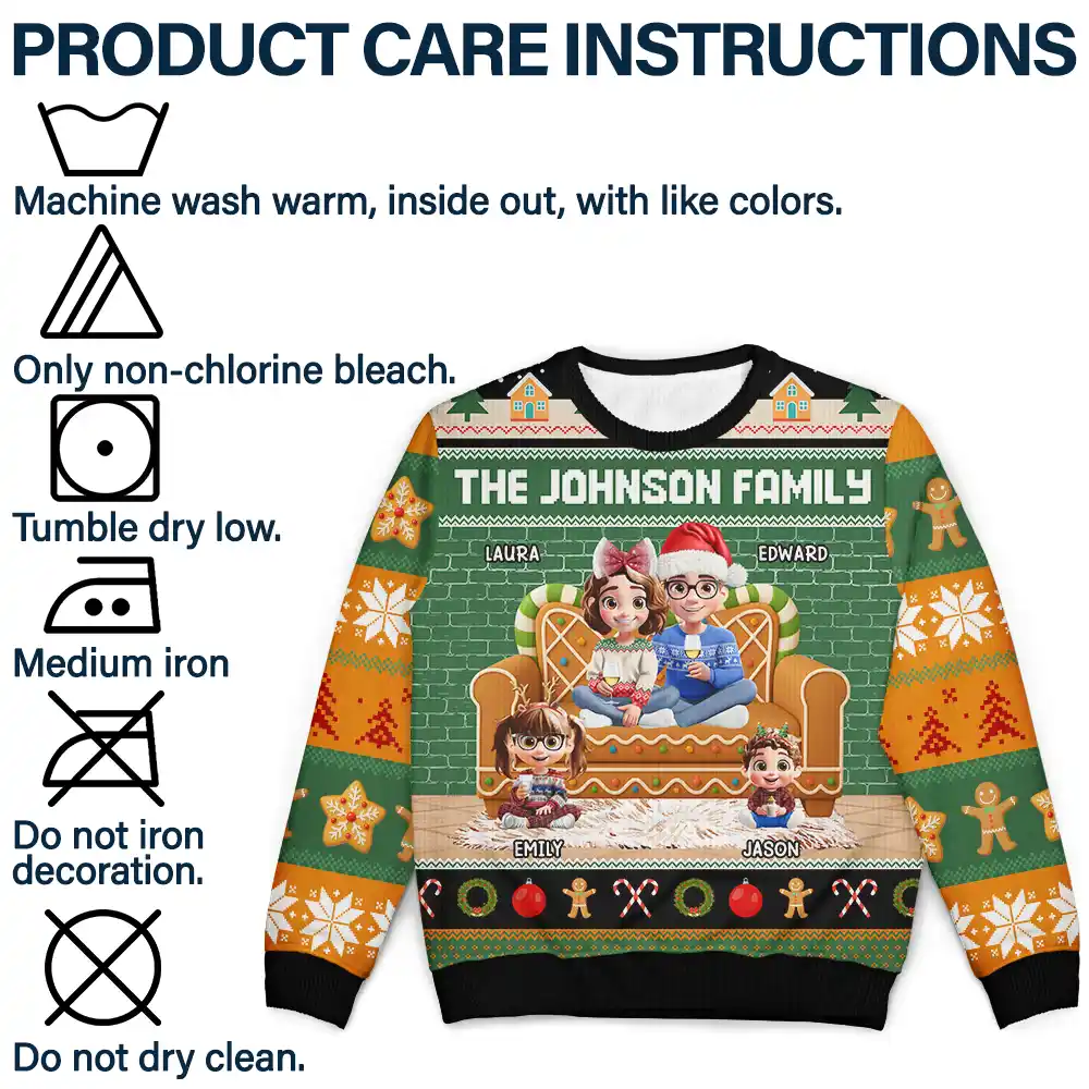 Gingerbread Family - Personalized Unisex Ugly Sweater - Image 7
