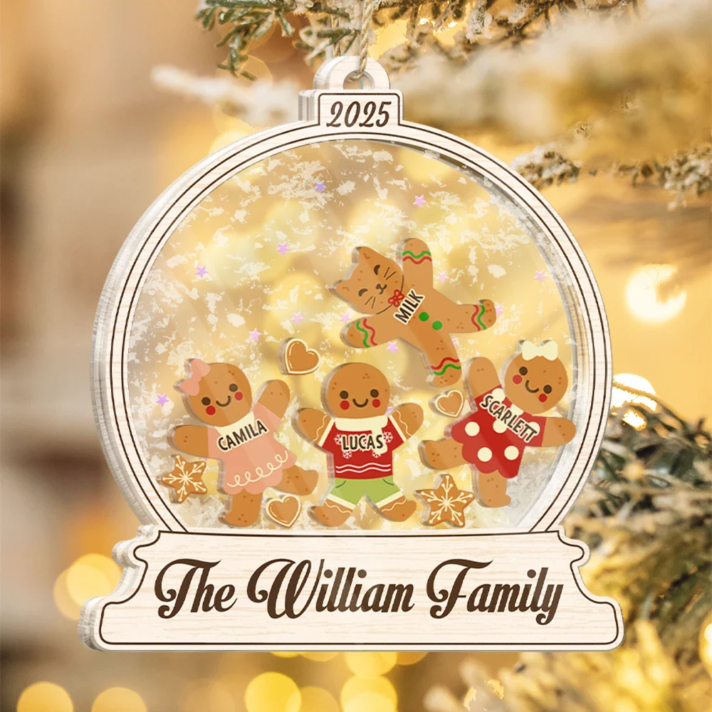 Gingerbread Family Shaker - Personalized 3-Layered Acrylic Shaker Ornament - Image 4