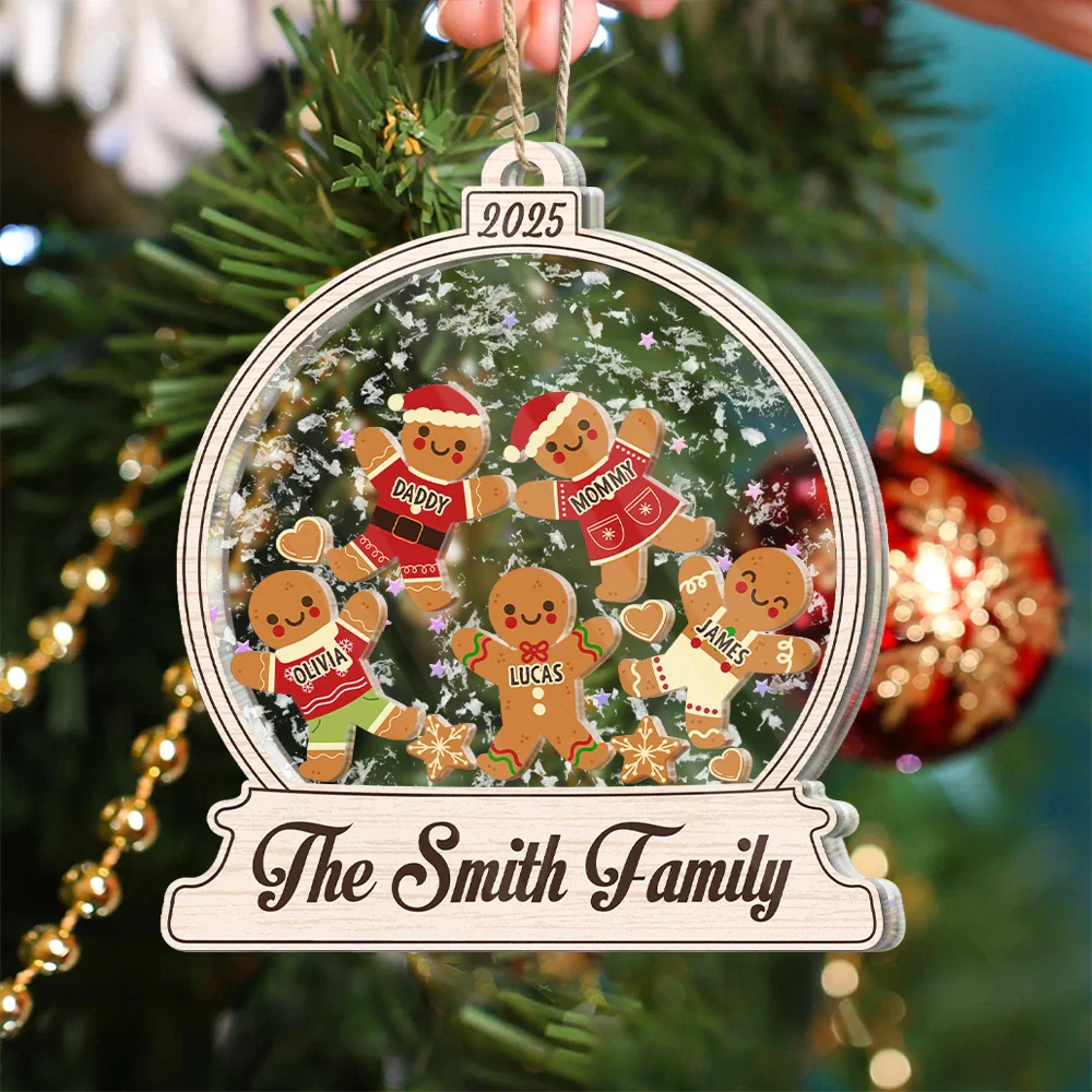 Gingerbread Family Shaker - Personalized 3-Layered Acrylic Shaker Ornament - Image 5