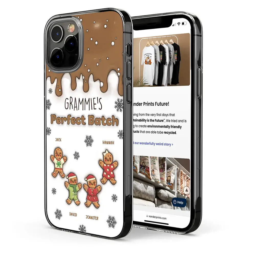 Gingerbread Grandma Grandpa Perfect Batch - 3D Inflated Effect Printed Personalized Clear Phone Case - Image 2
