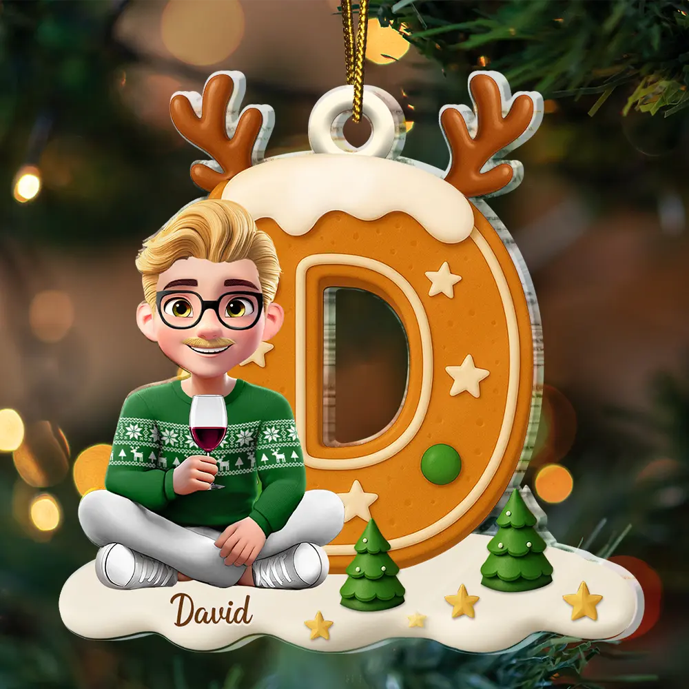 Gingerbread Letter Family Kids Keepsake - Personalized Custom Shaped Acrylic Ornament - Image 3