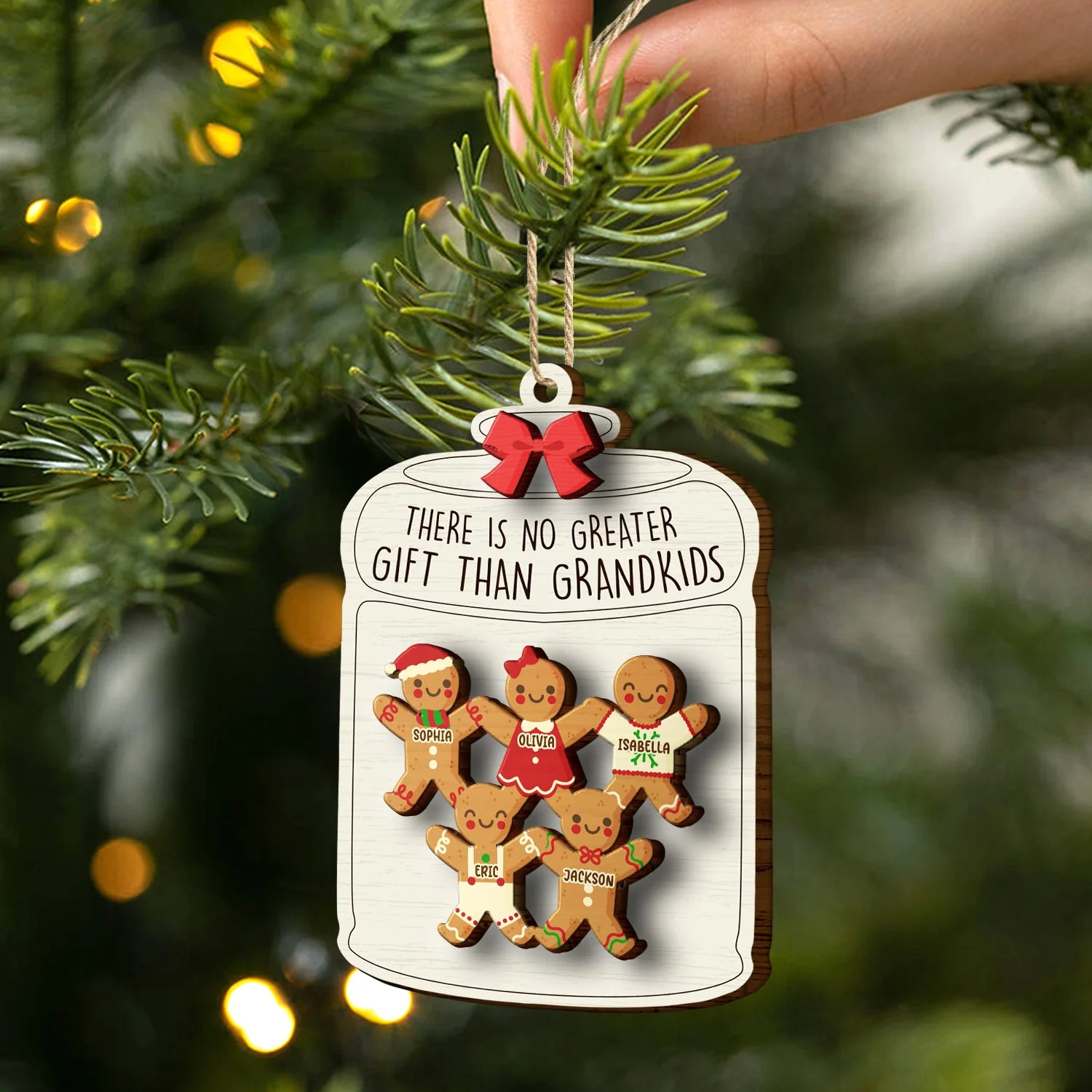 Gingerbread Life Is Better With Grandkids - Christmas, Gift For Grandparent - Personalized 2-Layered Wooden Ornament - Image 2