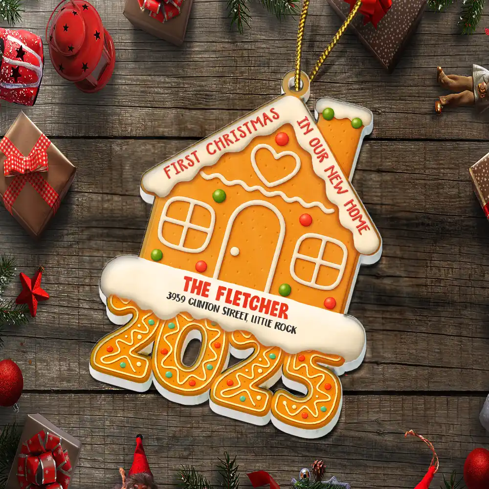 Gingerbread Style First Christmas In Our New Home 2025 - Personalized Custom Shaped Acrylic Ornament - Image 5