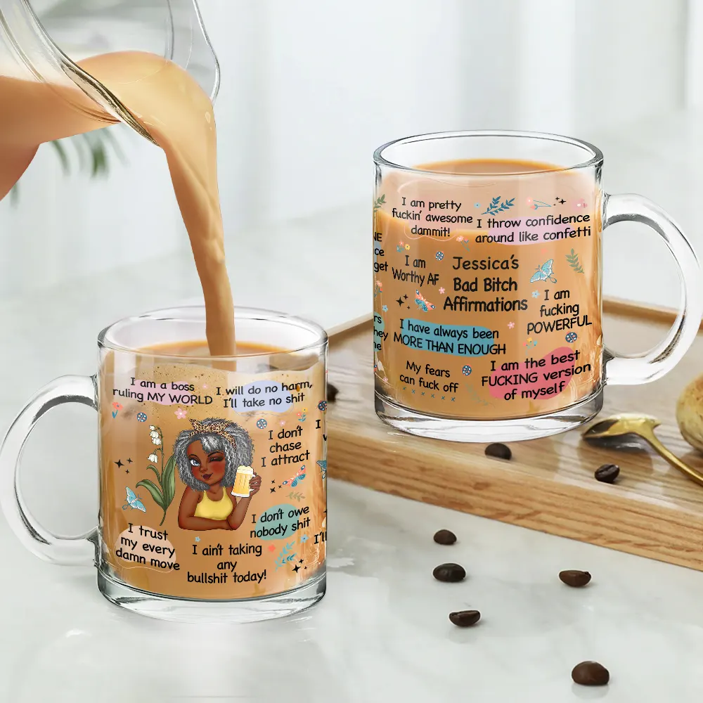 Girl's Affirmations Daily Reminder - Personalized Glass Mug - Image 5