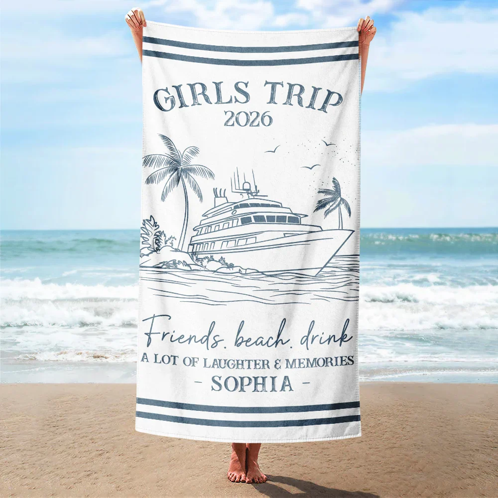 Girls Trip A Lot Of Laughter & Memories - Personalized Beach Towel - Image 2