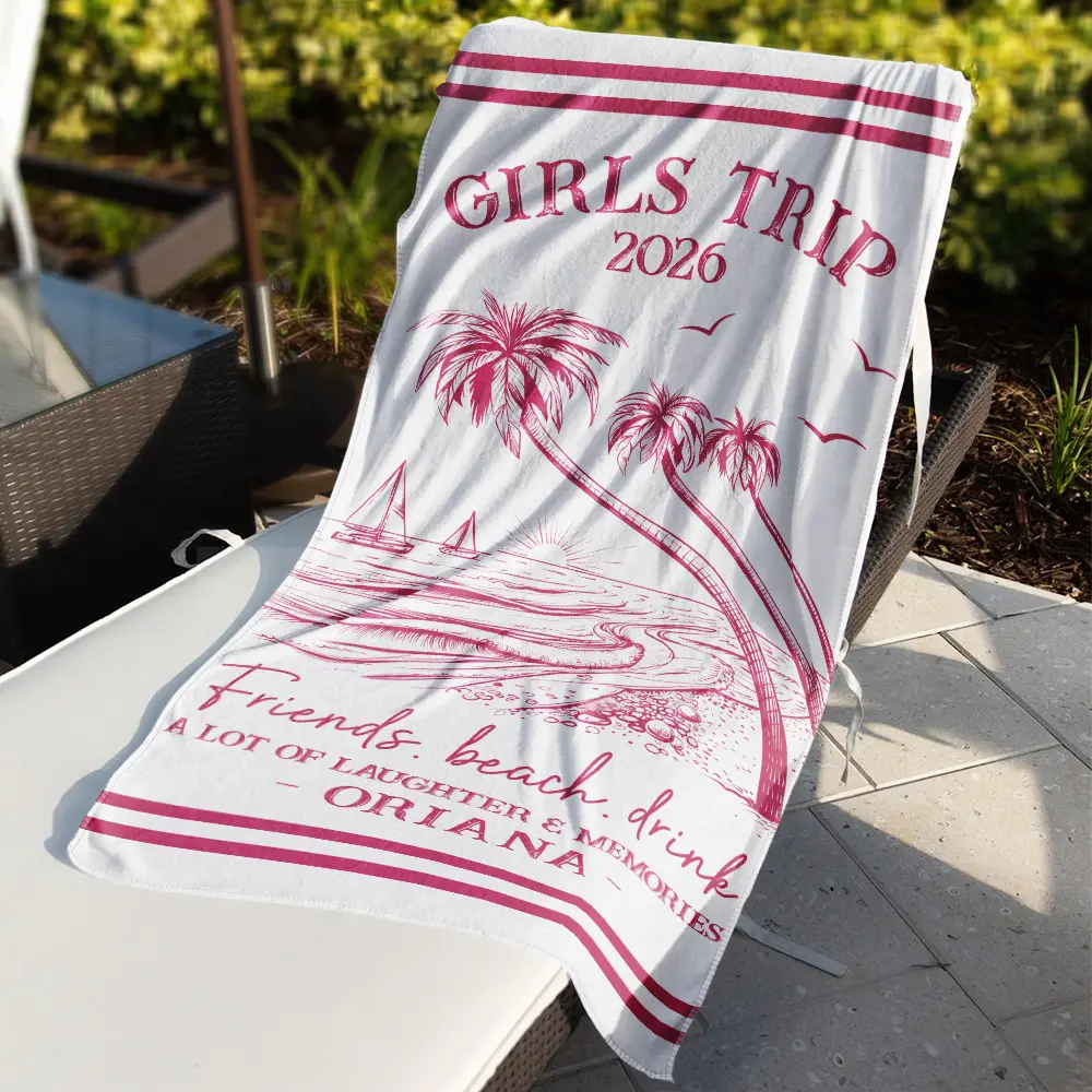 Girls Trip A Lot Of Laughter & Memories - Personalized Beach Towel - Image 3