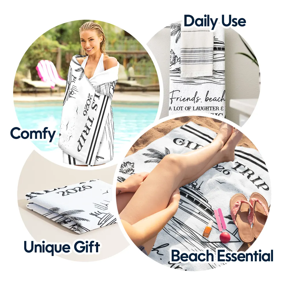 Girls Trip A Lot Of Laughter & Memories - Personalized Beach Towel - Image 5