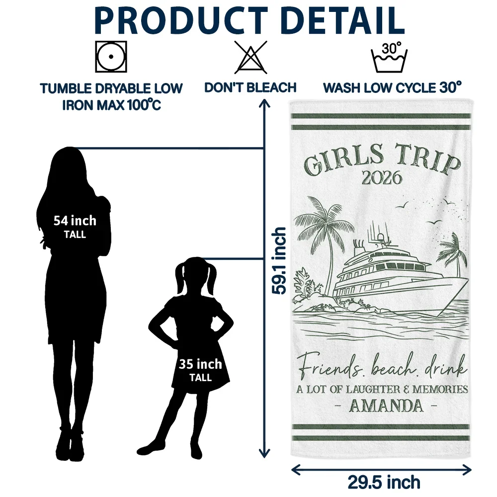 Girls Trip A Lot Of Laughter & Memories - Personalized Beach Towel - Image 6