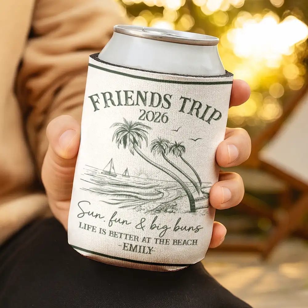 Girls Trip A Lot Of Laughter & Memories - Personalized Can Cooler Sleeve - Image 3