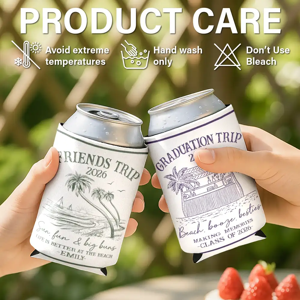 Girls Trip A Lot Of Laughter & Memories - Personalized Can Cooler Sleeve - Image 6