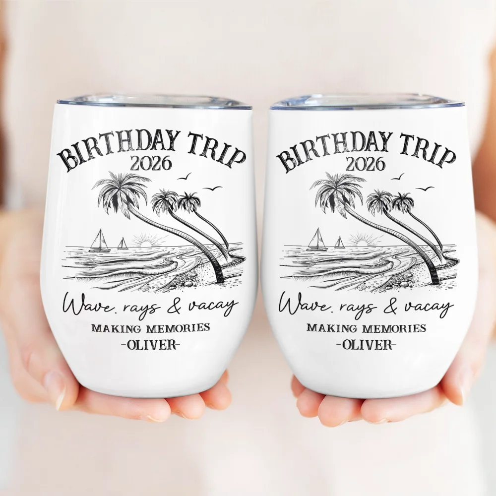 Girls Trip A Lot Of Laughter & Memories - Personalized Wine Tumbler - Image 3