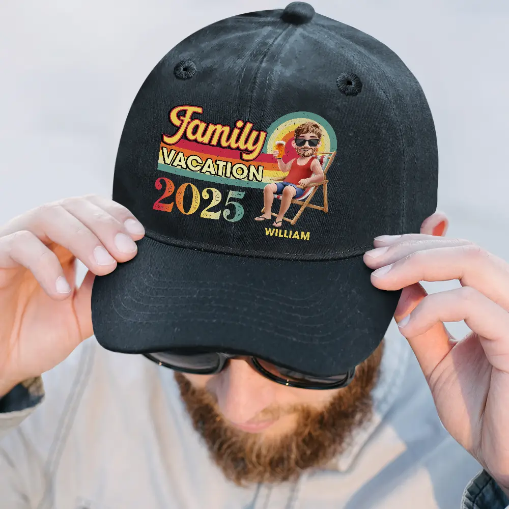 Girls Trip Besties Beach Vacation - Personalized Vintage Washed Denim Cap - Image 2
