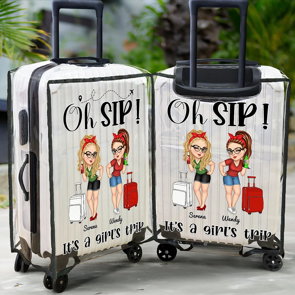 Girls Trip Cheaper Than Therapy - Personalized Clear Luggage Cover - Image 2