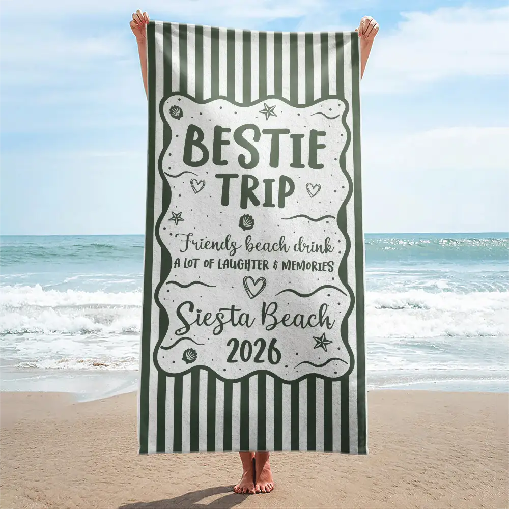 Girls Trip Family Trip On Vacation - Personalized Beach Towel - Image 2