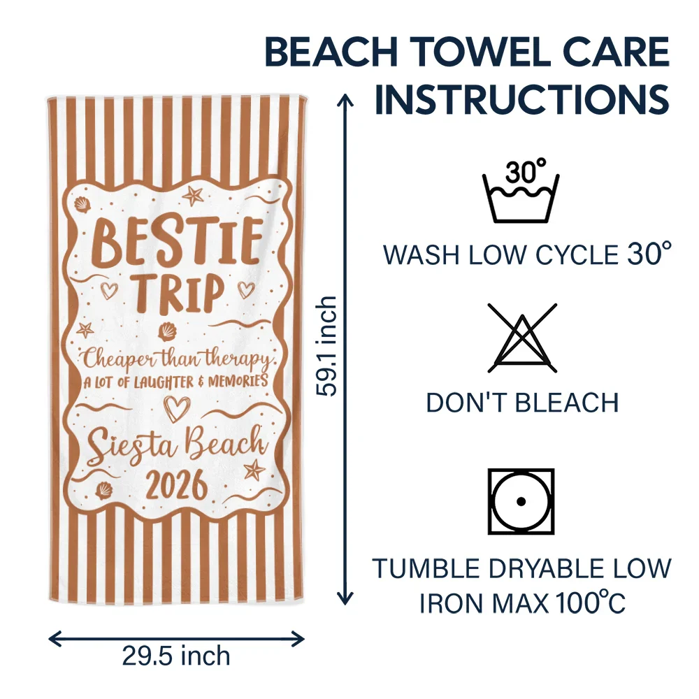 Girls Trip Family Trip On Vacation - Personalized Beach Towel - Image 6