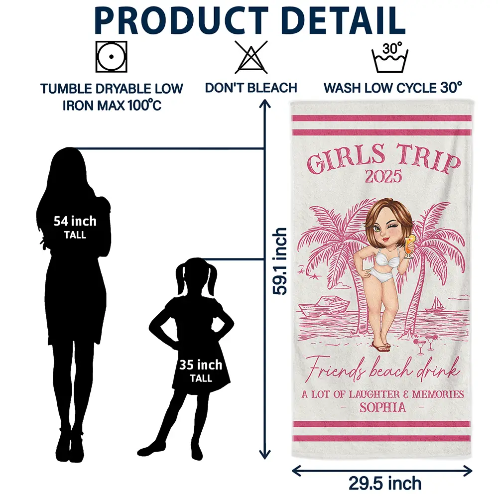 Girls Trip Lot Of Laughter & Memories - Personalized Beach Towel - Image 6