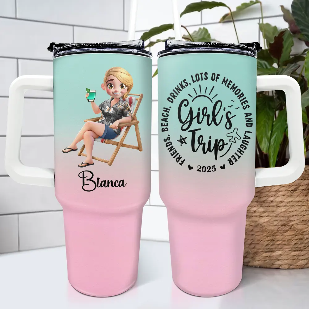 Girls Trip Lot Of Memories - Personalized 40oz Tumbler With Straw - Image 4