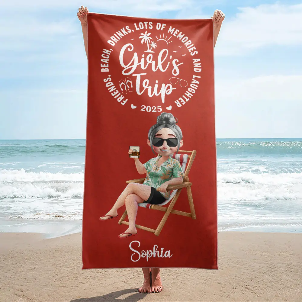Girls Trip Lot Of Memories - Personalized Beach Towel - Image 2