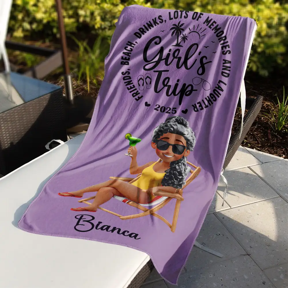 Girls Trip Lot Of Memories - Personalized Beach Towel - Image 3