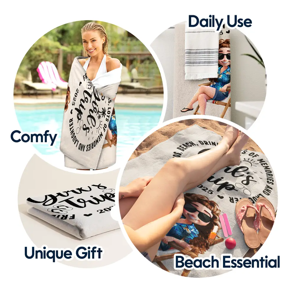 Girls Trip Lot Of Memories - Personalized Beach Towel - Image 5