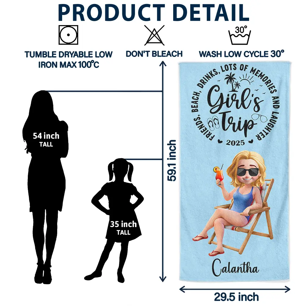 Girls Trip Lot Of Memories - Personalized Beach Towel - Image 6