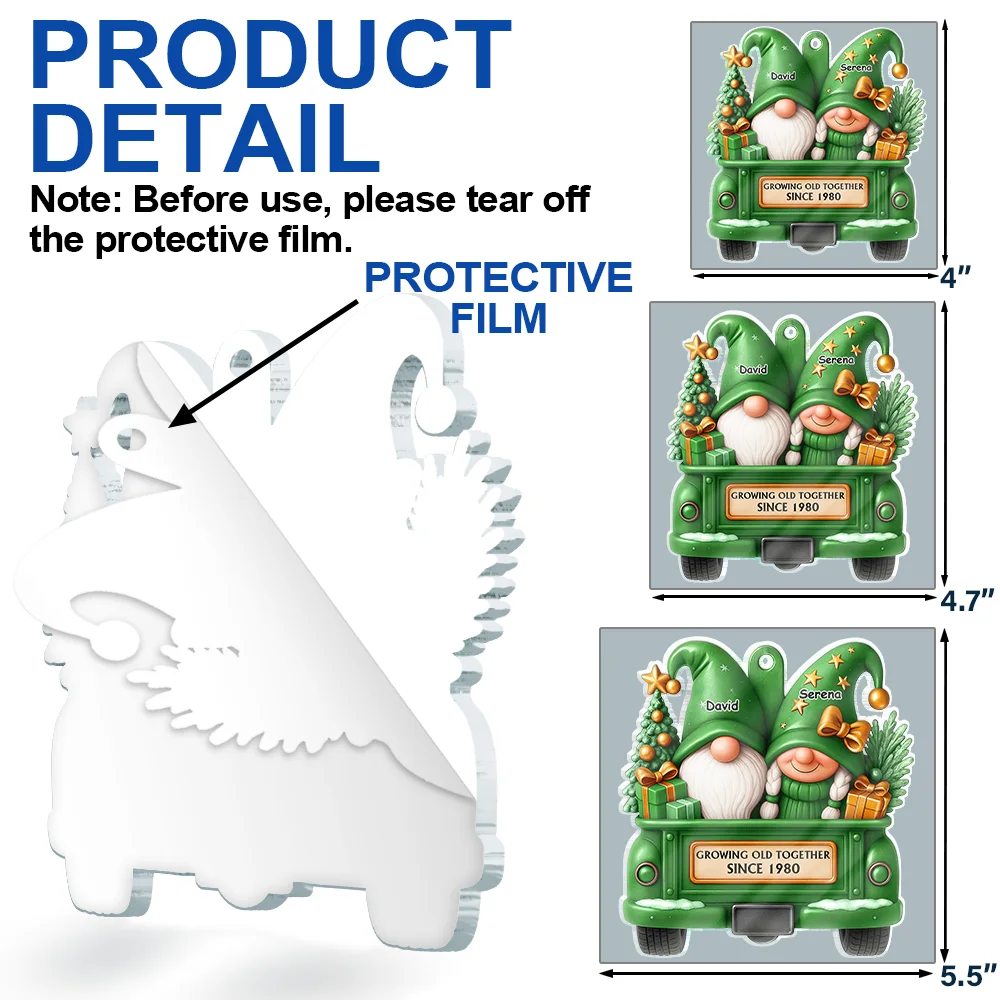 Gnomes Couple Growing Old Together - Personalized Custom Shaped Acrylic Ornament - Image 6