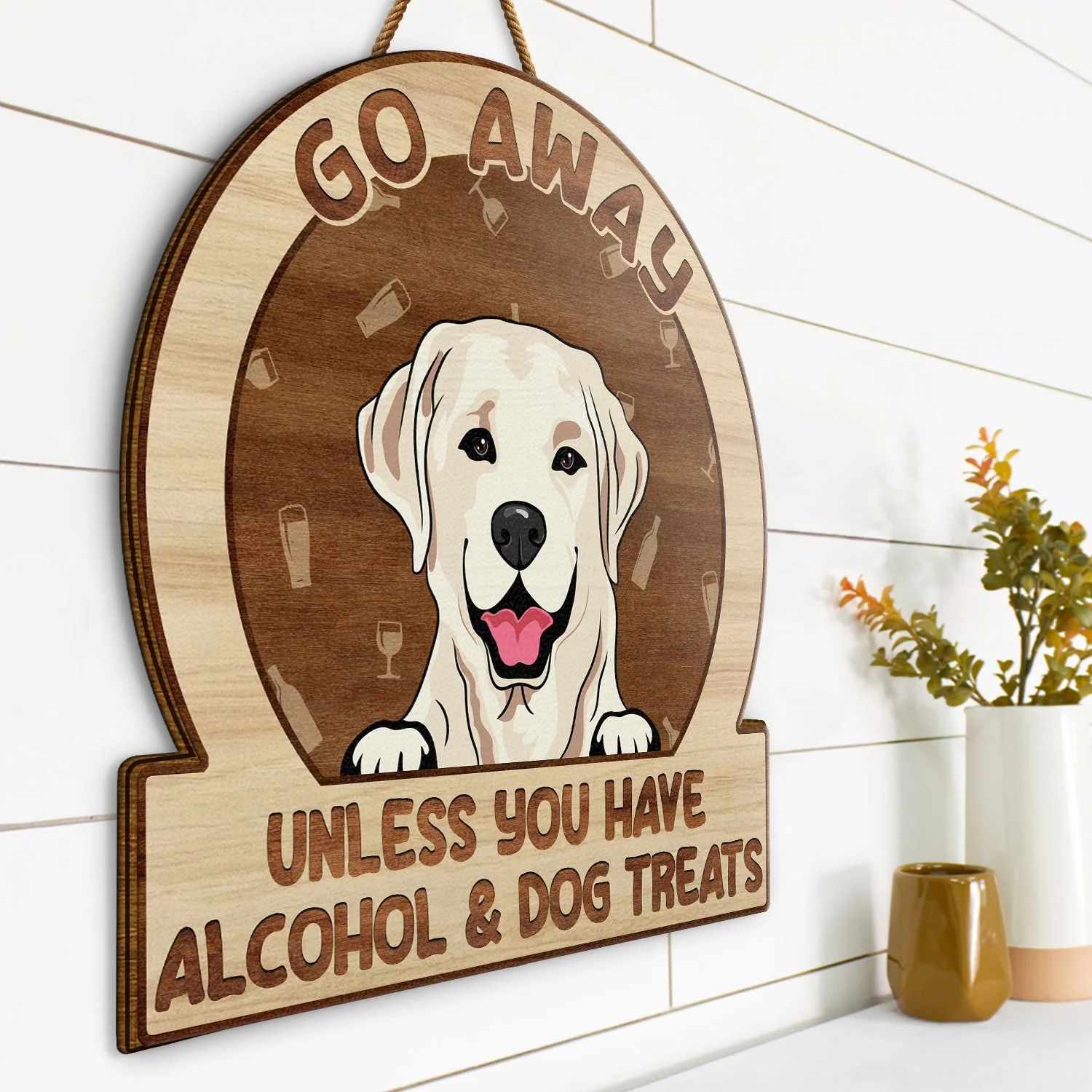 Go Away Unless You Have Alcohol And Dog Treats Cat Treats Pet Treats - Gift For Dog Lovers & Cat Lovers - Personalized Custom Shaped Wood Sign - Image 2
