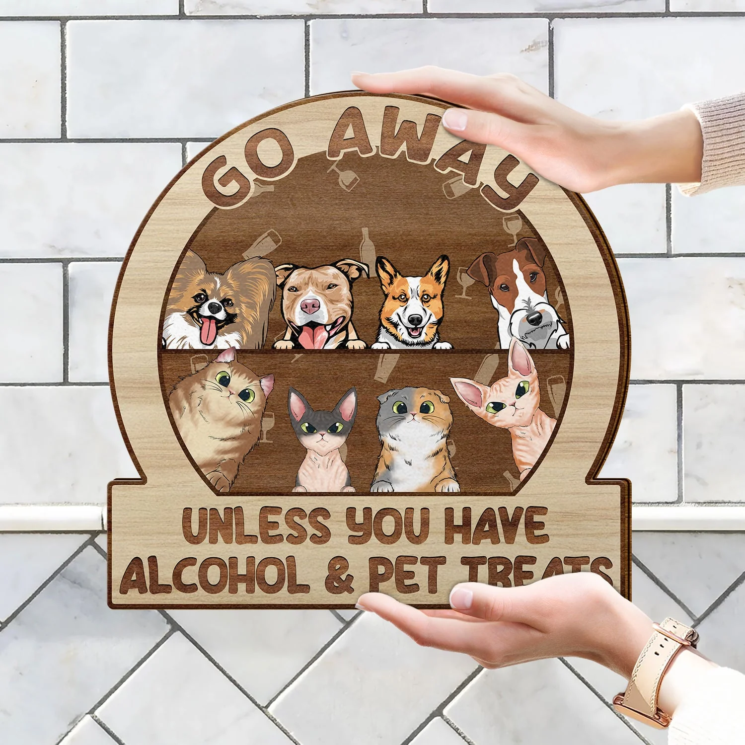 Go Away Unless You Have Alcohol And Dog Treats Cat Treats Pet Treats - Gift For Dog Lovers & Cat Lovers - Personalized Custom Shaped Wood Sign - Image 4