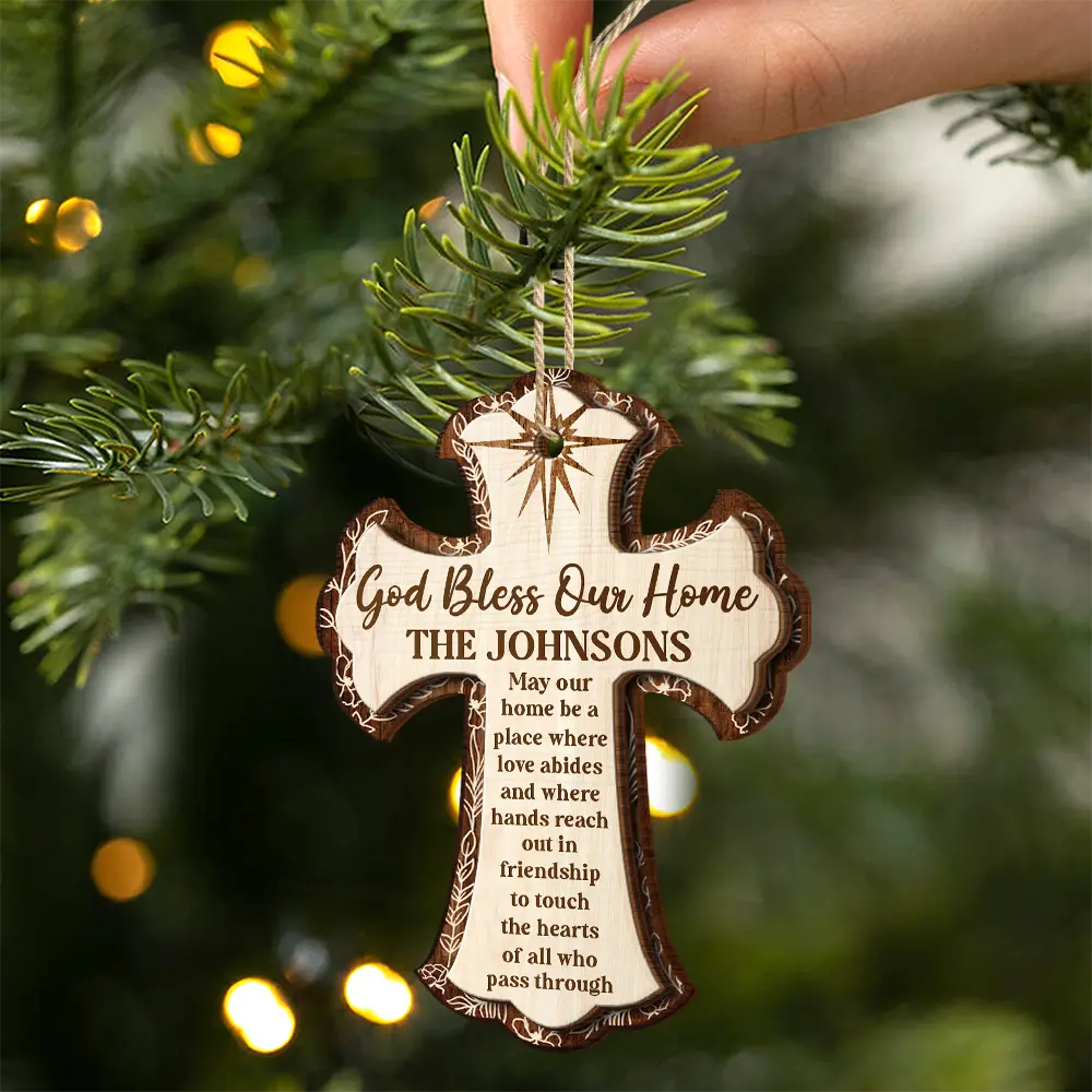 God Bless Our Home - Personalized 2-Layered Wooden Ornament - Image 2