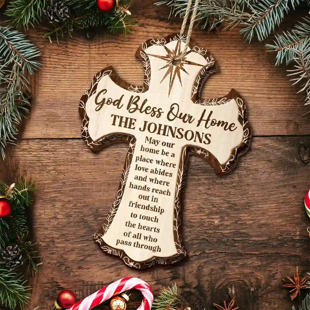 God Bless Our Home - Personalized 2-Layered Wooden Ornament - Image 5