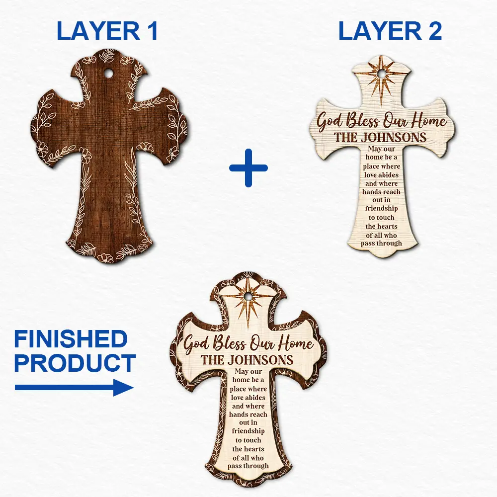 God Bless Our Home - Personalized 2-Layered Wooden Ornament - Image 6