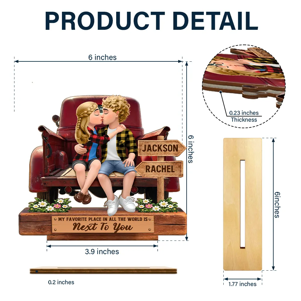 God Blessed The Broken Road Flannel Couple - Personalized Custom Shaped 2-Layered Acrylic Wooden Plaque - Image 4