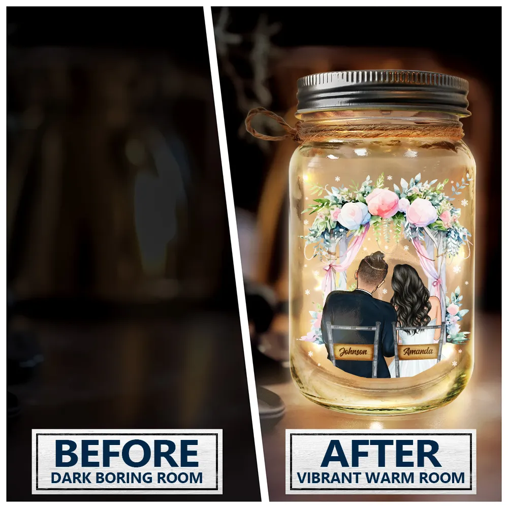 God Blessed The Broken Road Married Couples - Personalized Mason Jar Light - Image 4