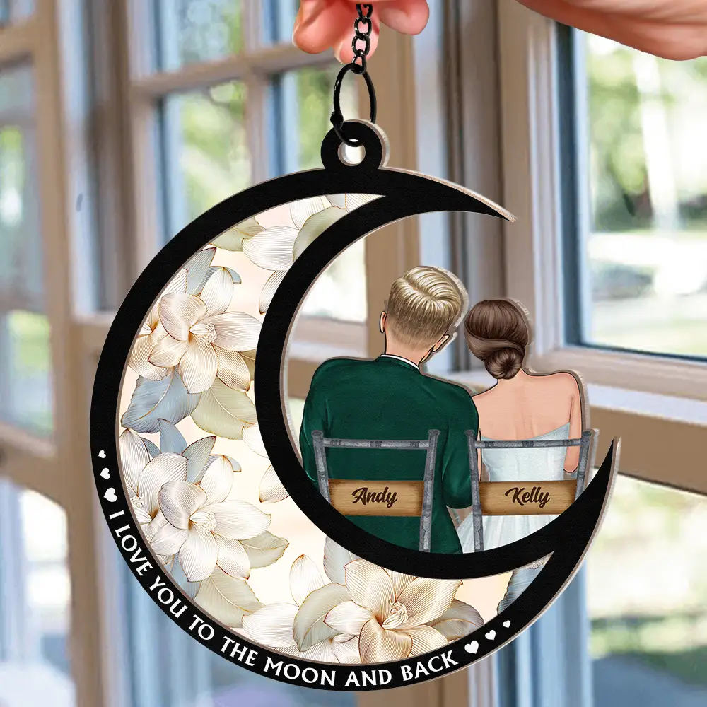 God Blessed The Broken Road Married Couples - Personalized Window Hanging Suncatcher Ornament - Image 2