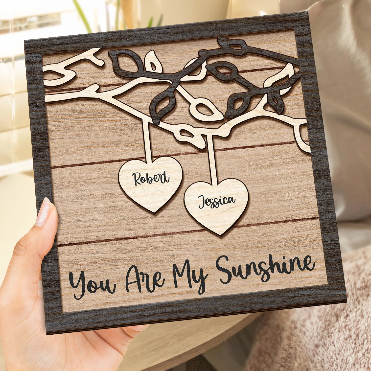 God Gave Me You - Gift For Couples, Husband, Wife - Personalized 2-Layered Wooden Plaque With Stand - Image 4