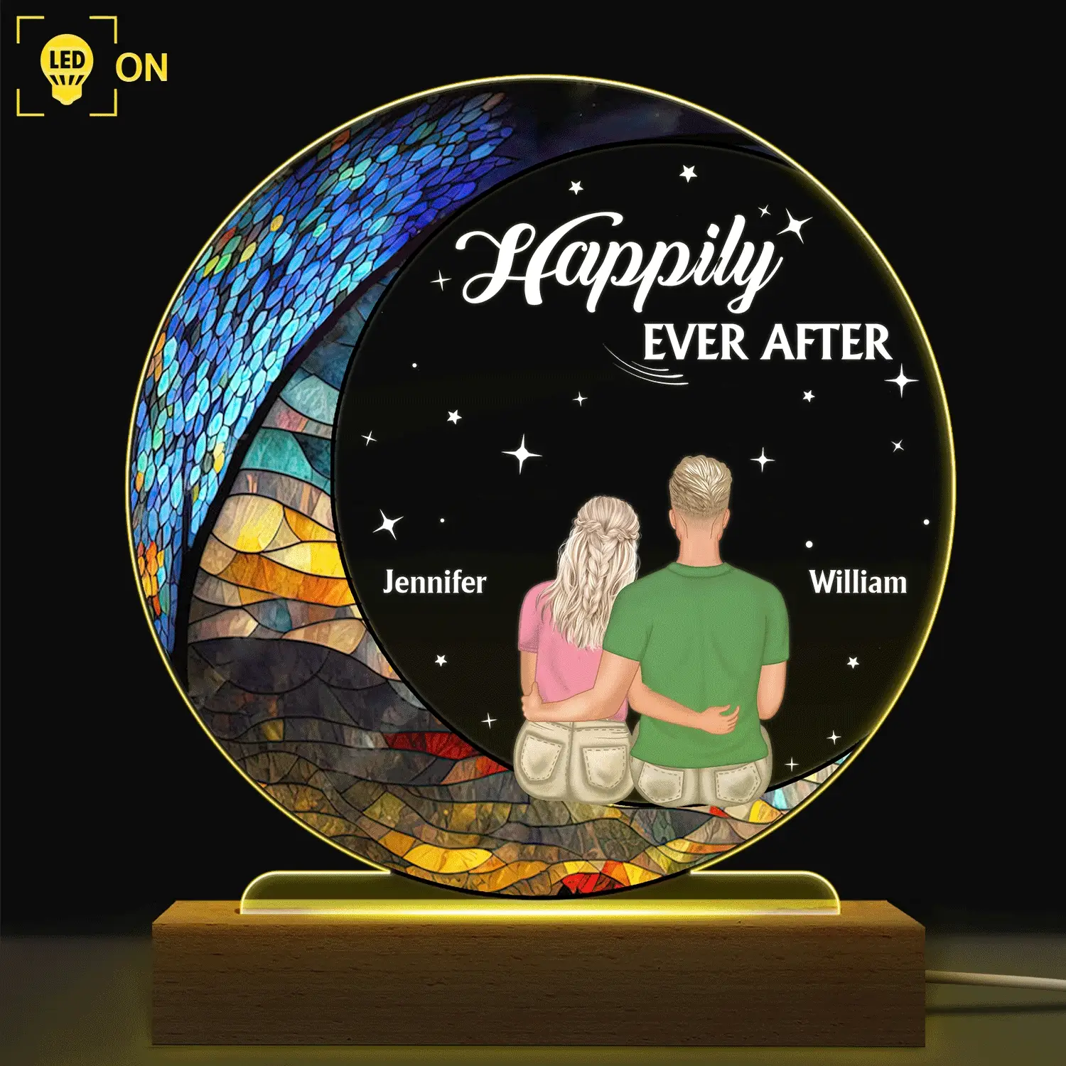 God Gave Me You - Gift For Couples - Personalized 3D Led Light Wooden Base - Image 2