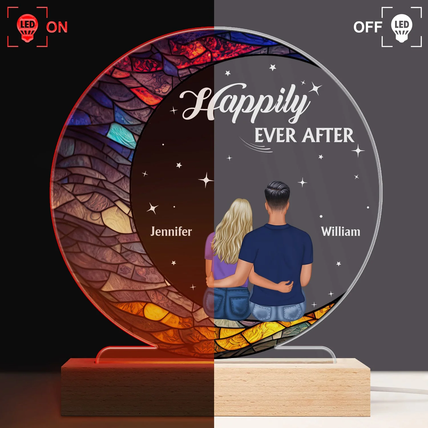 God Gave Me You - Gift For Couples - Personalized 3D Led Light Wooden Base - Image 3