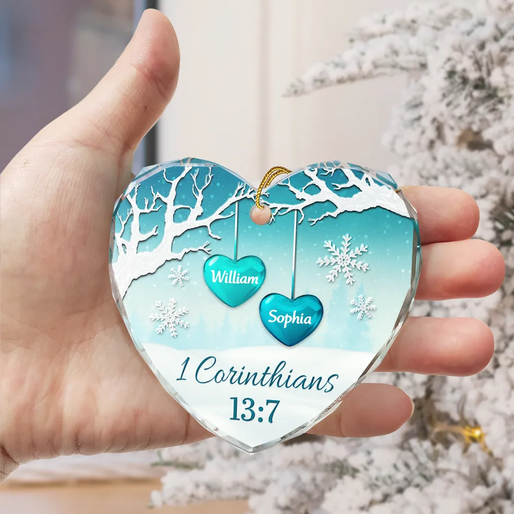 God Gave Me You - Personalized Heart Shaped Glass Ornament - Image 3