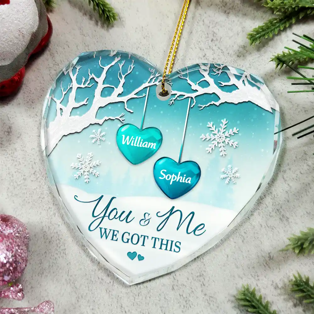 God Gave Me You - Personalized Heart Shaped Glass Ornament - Image 4