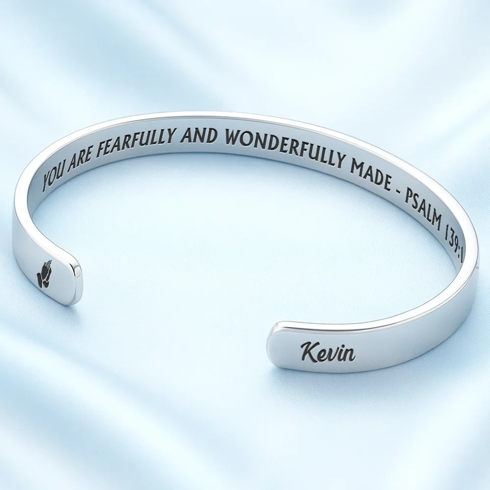 God Is Within Her Bible Verse - Personalized Bangle Bracelet Cuff - Image 2