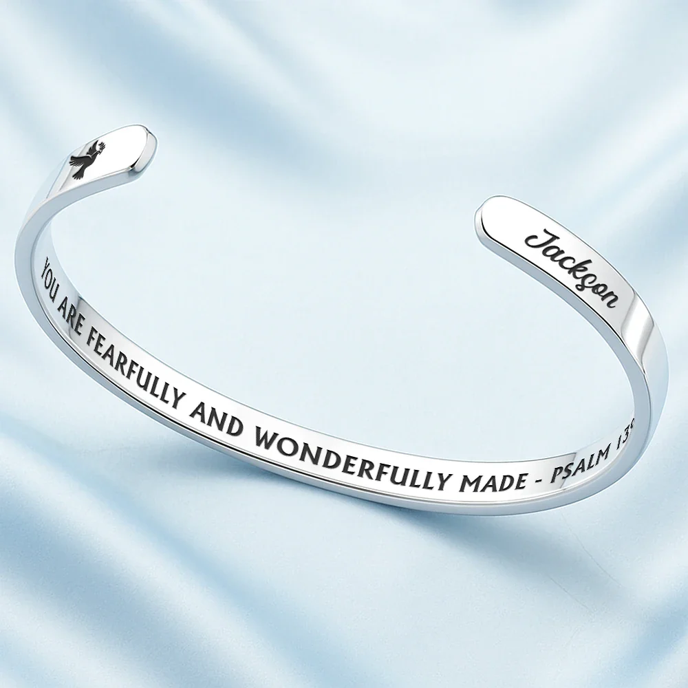 God Is Within Her Bible Verse - Personalized Bangle Bracelet Cuff - Image 3